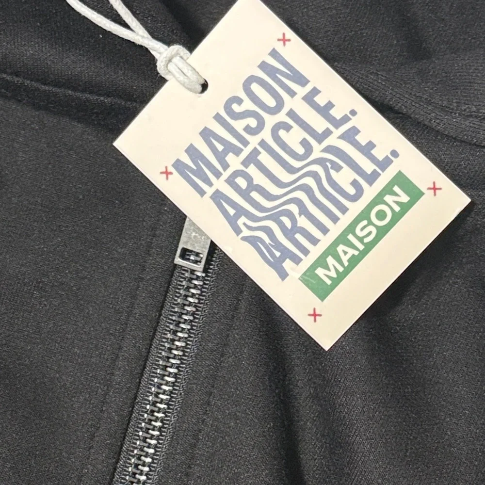 Maison Article Black Tech Zip-Up Hoodie Size Large NWT